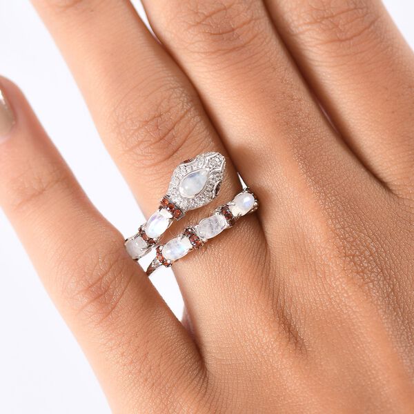 GP Trifono Kollektion- AAA Regenbogen Mondstein, Mosambik Granat, Zirkon und blauer Saphir Ring - 2,26 ct. image number 3