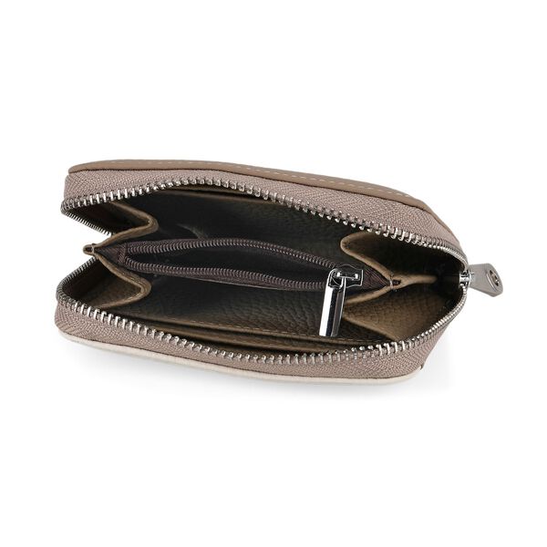 "Genuine Leather card holder with RFID Color: Beige Size:11.5*8.5*2.5cm        Wall: Genuine Leather Lining: Microfiber leather Exterior:zipped-1 Interior: card slot-4,zipped-1" image number 5