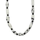 Weißer Türkis-Jaspis, Schwarzer Spinell Halskette ca. 50 cm Nickelfreies Messing platiniert ca. 200.00 ct