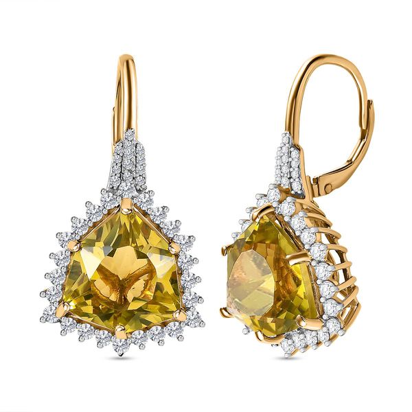 AA Ouro Verde Quarz und Zirkon Ohrringe - 17,57 ct.