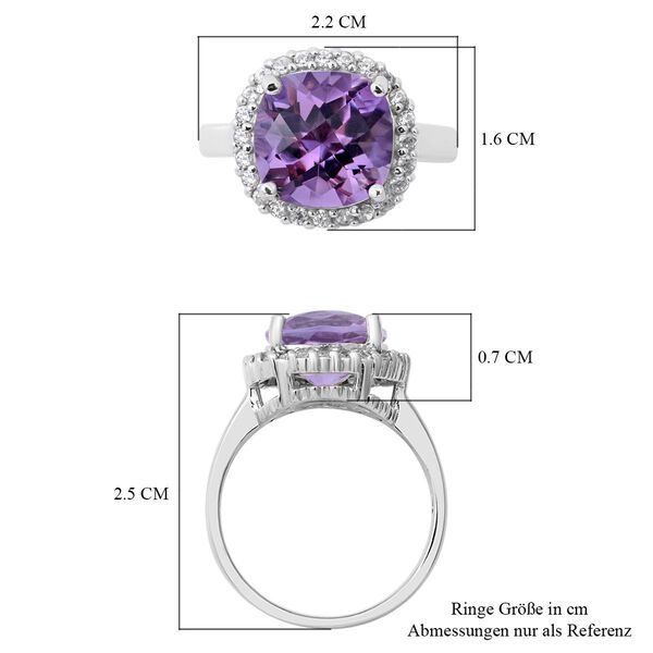 Rosa Amethyst und wei&szlig;er Zirkon-Ring, 925 Silber platiniert (Gr&ouml;&szlig;e 16.00) ca. 4,26 ct image number 4