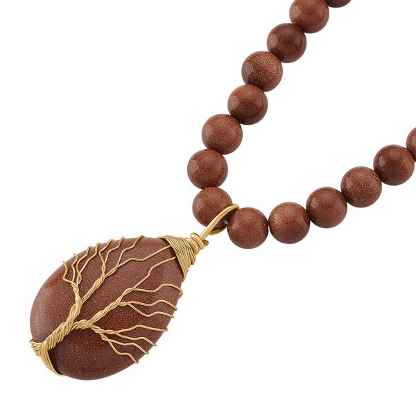 Gold Sandstein Halskette ca. 45 cm+ 5 cm extender, gelb vergoldet ca. 230.00 ct image number 4