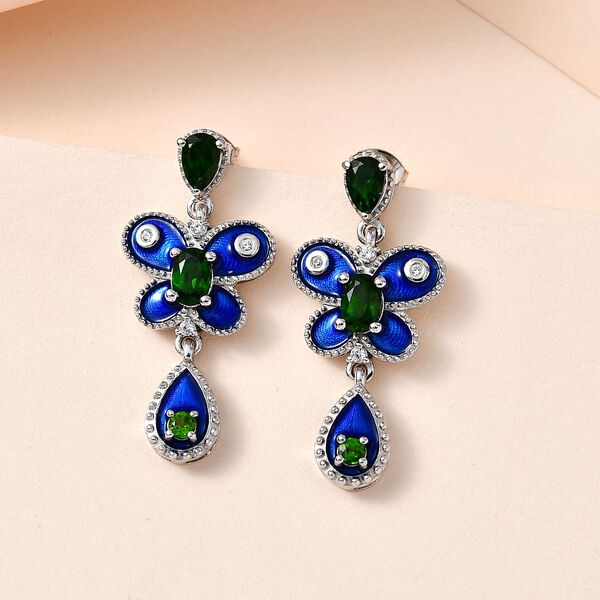 Nat&uuml;rlicher Chromdiopsid Ohrringe, 925 Silber platiniert ca. 2.22 ct image number 2