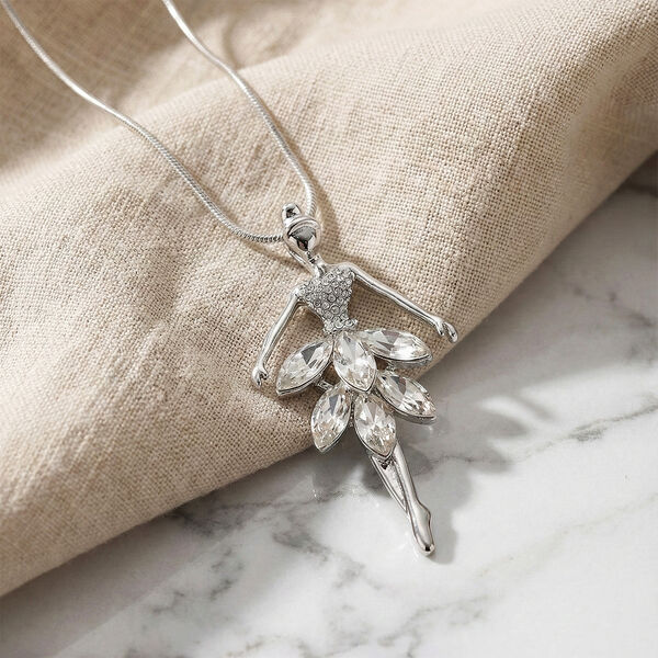 Wei&szlig;er Kristall Anh&auml;nger mit Kette ca. 63.5 cm + 5 cm Extender image number 1