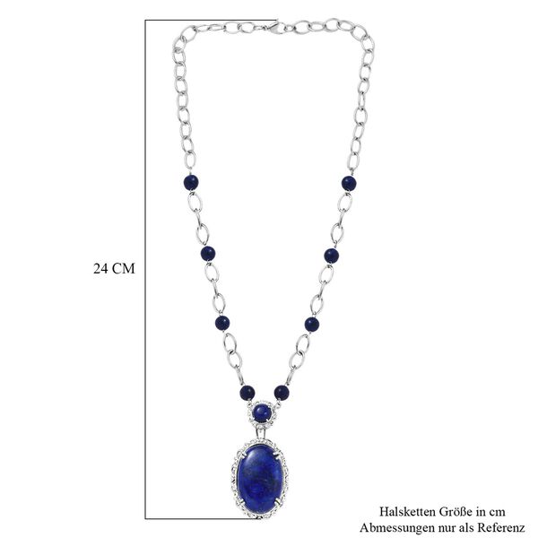Lapislazuli Halskette, ca. 45 cm, platiniert, ca. 51.12 ct image number 6