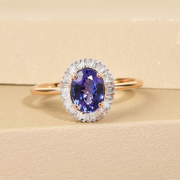 AAAA Tansanit und Diamant-Ring, 916 Gold  ca. 1,48 ct image number 2