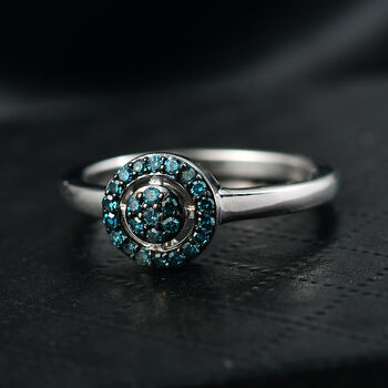 CULLINAN-MINE - Blauer Diamant Ring 925 Silber rhodiniert (Gr&ouml;&szlig;e 21.00) ca. 0.20 ct