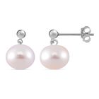 Weiße Muschelkernperle Ohrringe 925 Silber rhodiniert