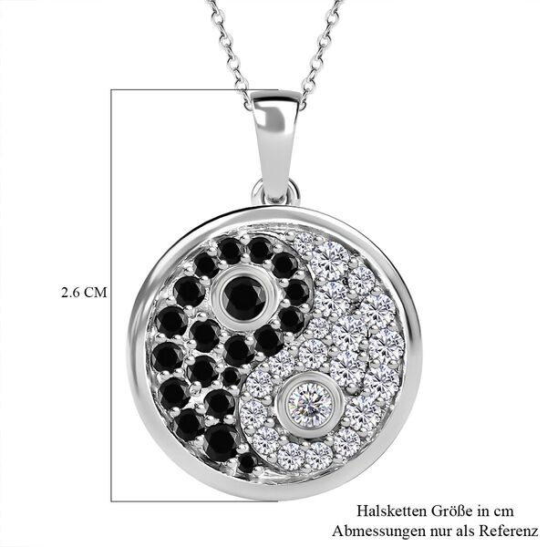 Wei&szlig;er Zirkon und schwarzer Spinell Anh&auml;nger mit Kette, 925 Silber platiniert ca. 2,12 ct image number 6