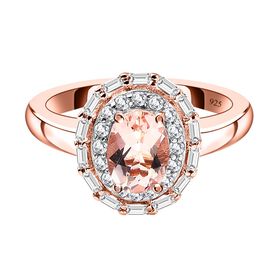 Morganit und weißer Zirkon-Ring - 1,27 ct.