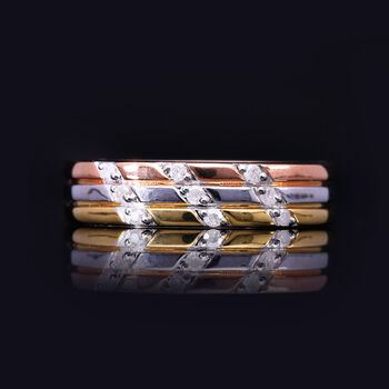 Wei&szlig;er Diamant Ring 925 Silber platiniert, tricolor,  (Gr&ouml;&szlig;e 20.00) ca. 0.15 ct