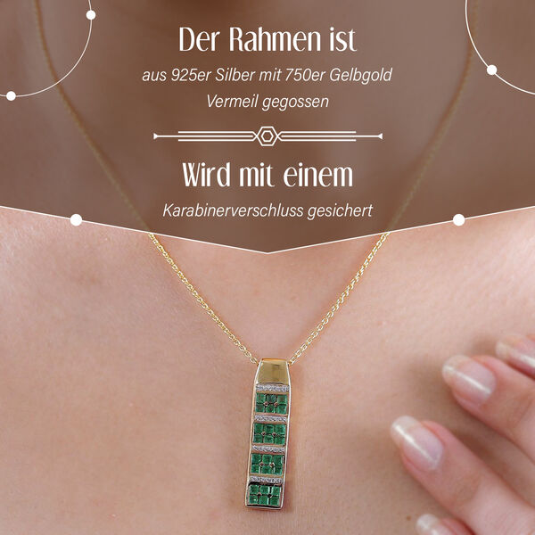 Kagem sambischer Smaragd und Zirkon-Anh&auml;nger mit 50cm Kette - 1,87 ct. image number 3