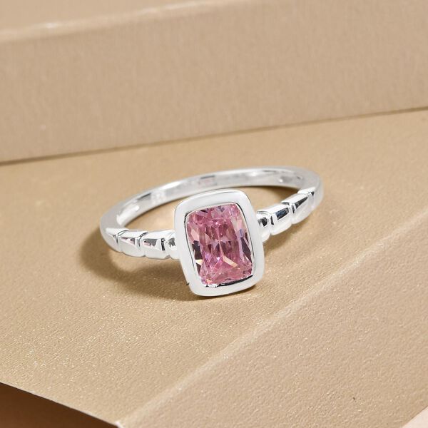 Rosa Zirkonia-Solit&auml;r-Ring in Silber, 2,46 ct. image number 2