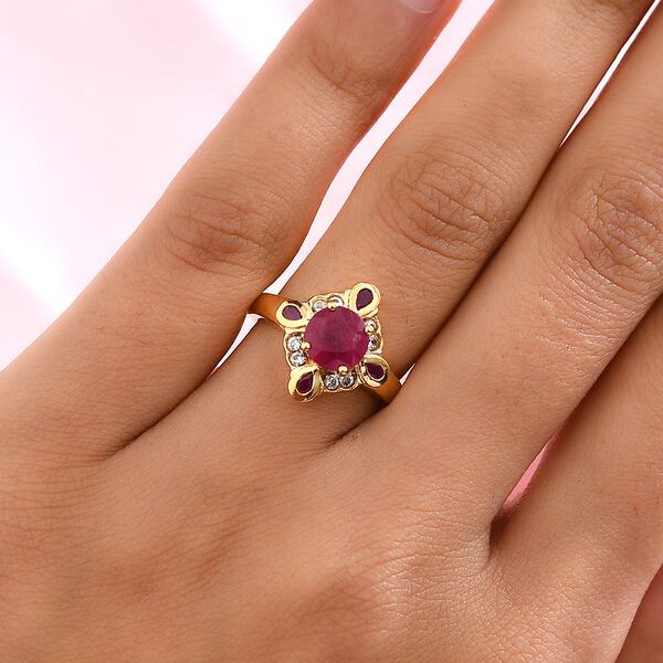 Afrikanischer Rubin und Zirkon-Ring, 925 Silber vergoldet  ca. 2,63 ct image number 3