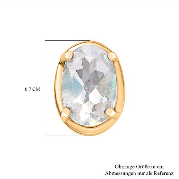 D joy AAA Premium Malagasy Mondstein Star Glimmer Ohrringe, 925 Silber 750 Gelb Vergoldet ca. 0.90 ct image number 5