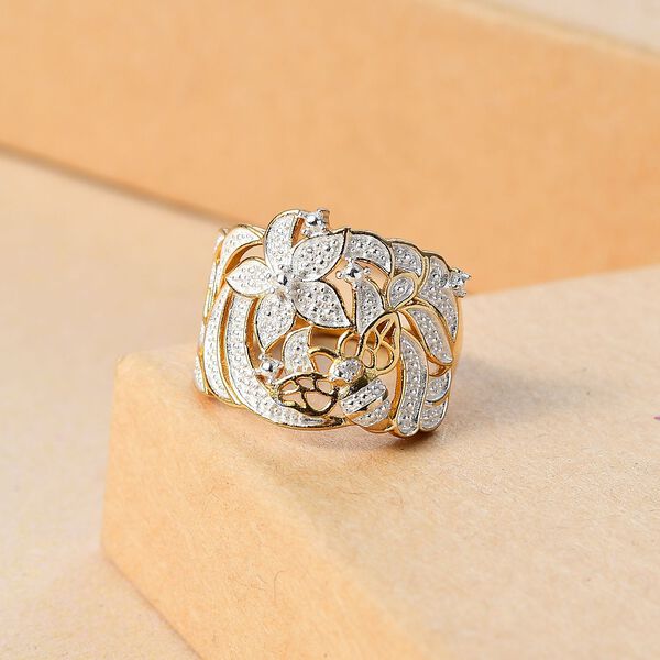 Weißer Diamant Ring Messing (Größe 21.00) image number 2