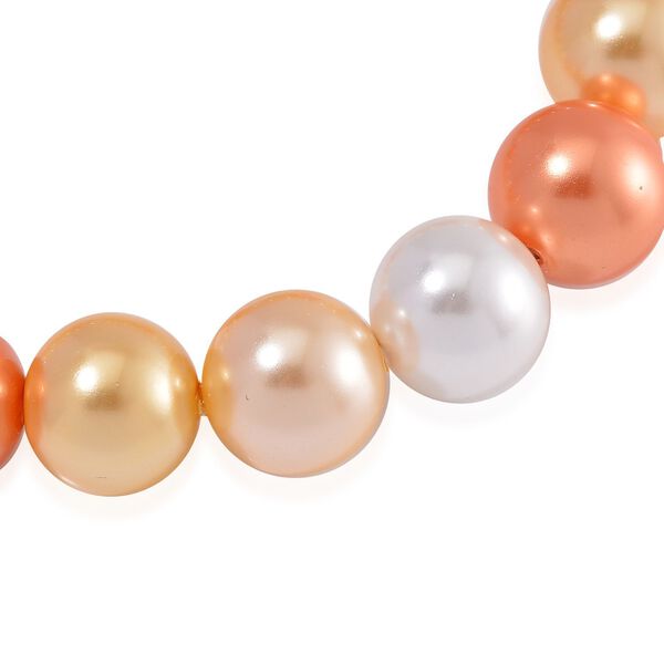 Flexibles, goldenes, wei&szlig;es und orangenes Muschelkernperlen-Armband image number 4