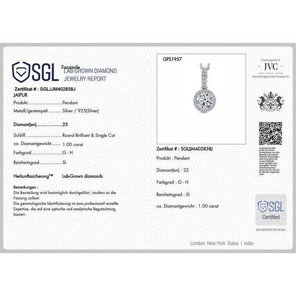 LUXURIANT DIAMOND - Lab Grown Diamant SI-GH Schmuckset ca. 50 cm 925 Silber Rhodiniert ca. 1,07 ct. image number 6