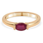 Afrikanisher Rubin(Fissure gefüllt) Solitär Ring 925 Silber vergoldet (Größe 20.00) ca. 0,75 ct
