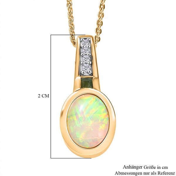 D’Joy Natürlicher, äthiopischer Welo Opal, Smaragd und Zirkon Anhänger mit 50cm Kette - 1,32 ct. image number 7