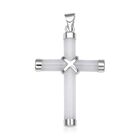 Weißer Jade Kreuz-Anhänger, 925 Silber rhodiniert ca. 5,00 ct