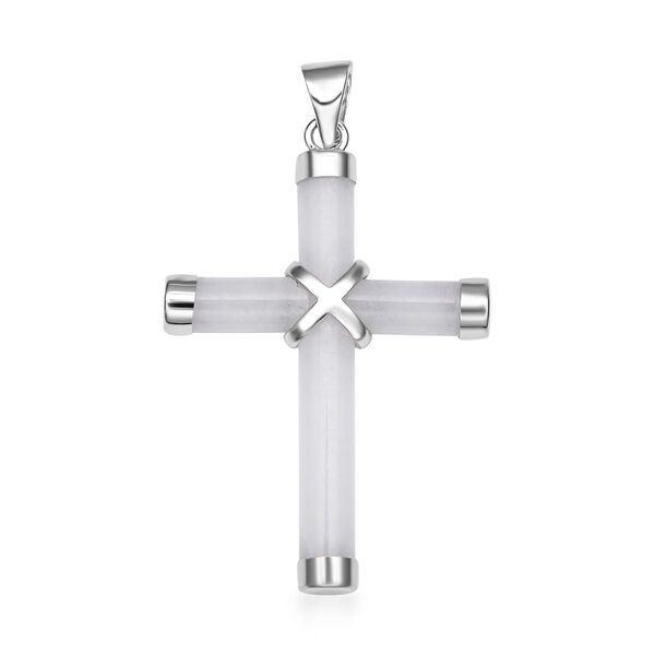 Weißer Jade Kreuz-Anhänger, 925 Silber rhodiniert ca. 5,00 ct image number 0