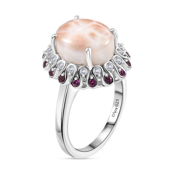 D'Joy AA Natrolith, Nat&uuml;rlicher Rhodolith Granat Ring 925 Silber rhodiniert (Gr&ouml;&szlig;e 18.00) ca. 5.33 ct image number 5