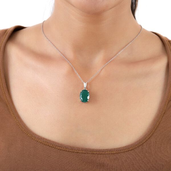 Grüne Onyx Solitär Anhänger 925 Silber rhodiniert ca. 6,44 ct image number 2