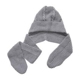 2-in-1 Gestrickte Winter Schalmütze, grau