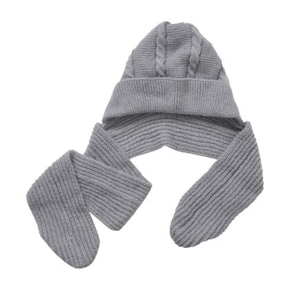 2 in 1: Gestrickte Schalm&uuml;tze, Grau