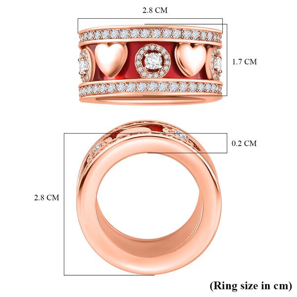 Weißer Kristall Herzmotiv-Ring mit Pavé-Fassung, Roséton,(Größe 19.70) image number 6