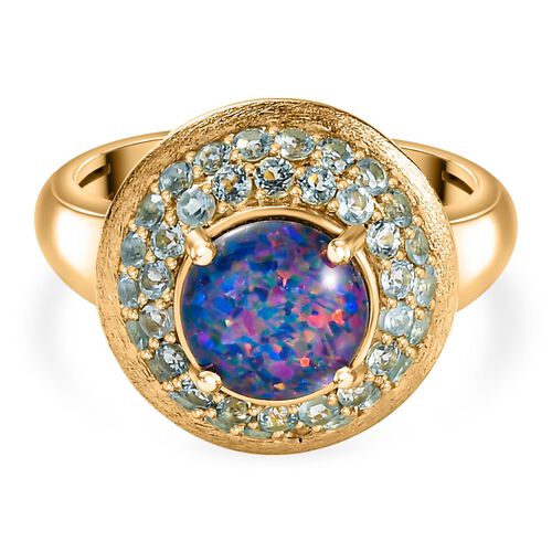 Boulder Opal Triplett und  blauer Apatit-Ring - 2,10 ct. image number 0