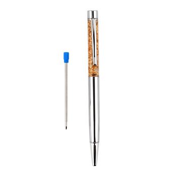 2er Set Kugelschreiber mit Ersatzmine, Goldfolien Detail, Silber