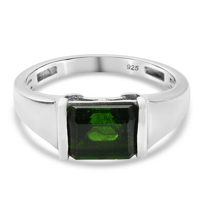 Natürlicher Chromdiopsid Ring  925 Silber platiniert (Größe 16.00) ca. 1,85 ct