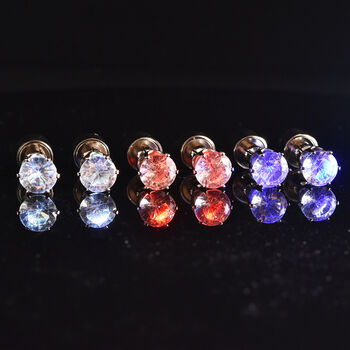 3er-Set- Kristall-LED-Lichter-Ohrringe in Wei&szlig;, Rubinrot und Saphirblau