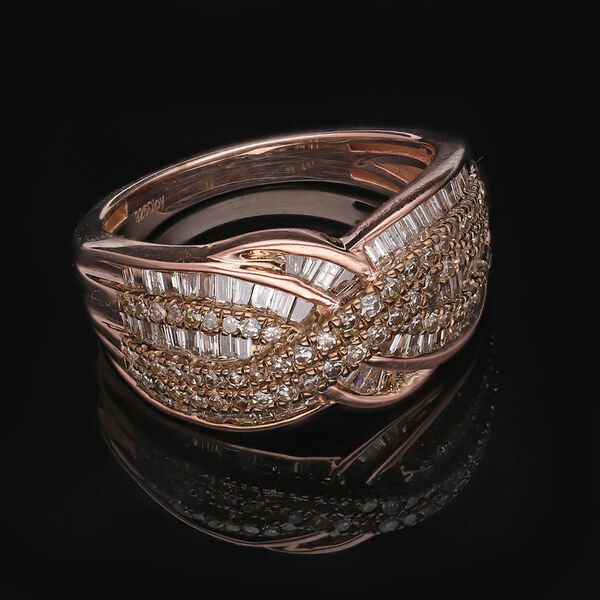 Nat&uuml;rlicher Champagner Diamant Ringe 925 Silber Ros&eacute;gold Vermeil (Gr&ouml;&szlig;e 21.00) ca. 1.00 ct image number 2