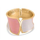 Rosa-Weiß Eleganz Armreif - Modernes Wellen-Design, Emailliert