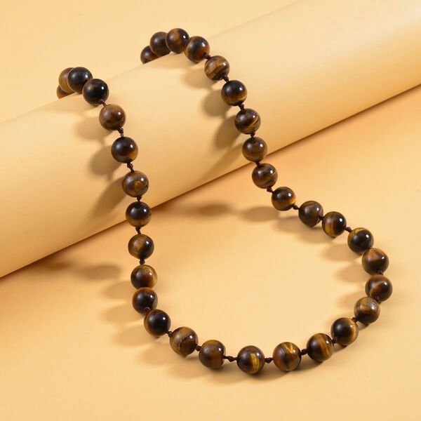 Gelbes Tigerauge Halskette, (9-11mm), ca. 50 cm, 925 Silber, ca. 276.50 ct image number 2