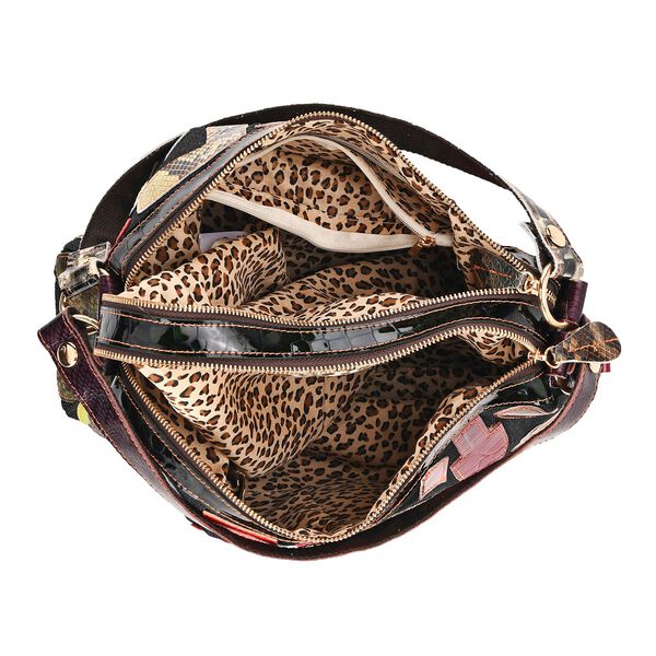 "Chaos by Elsie Genuine Leather shoulder Bag with RFID Color:black Size:35*12*22cm           Wall: Genuine Leather Lining: Polyester                Exterior:zipped-2, Interior:zipped-2, slip-2   with 1 Long strap:120cm image number 6