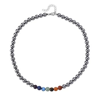 2er Set - Terahertz, Mehrfarbige Edelsteine Halskette und Armband, flexibel, 316L Edelstahl ca. 280.00 ct