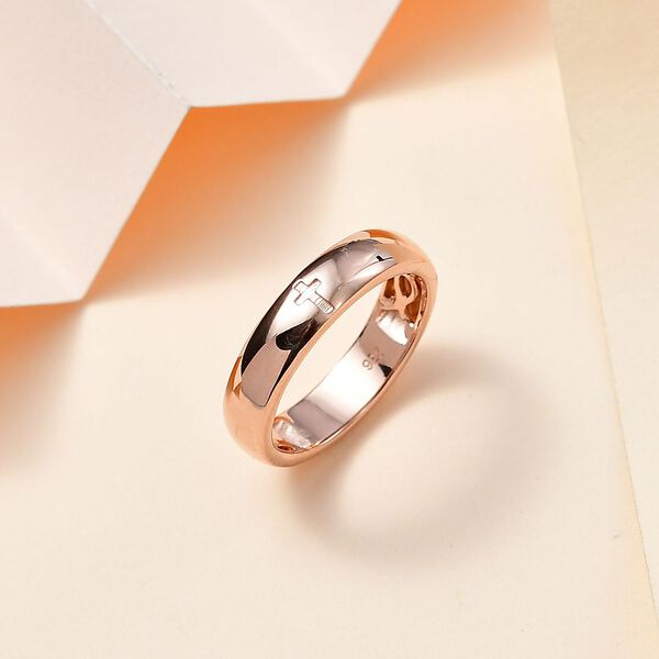 Bandring mit Kreuzmotiv, 925 Silber Roségold Vermeil image number 2