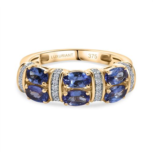 AAA Tansanit, Lab Grown Diamant Ring 375 Gold (Größe 21.00) ca. 1,67 ct image number 0