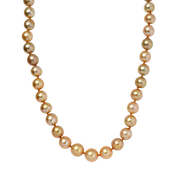 AAAA Goldene S&uuml;dsee Perle (7-12 mm) Halskette ca. 45 cm 750 Gelb Gold