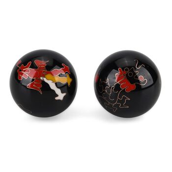 "Cloisonne enamel fitness ball Dragon Size:3# 4.7cm Material:Iron Color: Black "