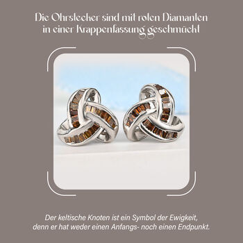 Liebesknoten rote Diamant-Ohrstecker, 925 Silber platiniert - 0,25 ct.