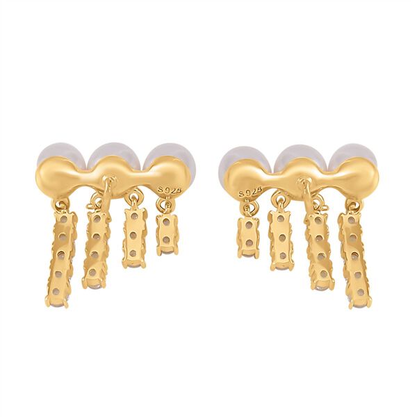 Wei&szlig;e Muschelkernperle und Zirkonia Ohrringe image number 4