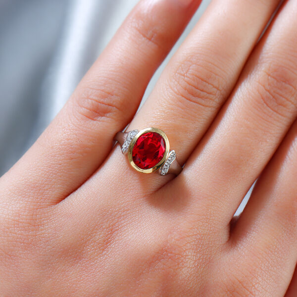 Rubelit-Triplett-Quarz und Zirkon Ring 925 Silber Bicolor image number 3