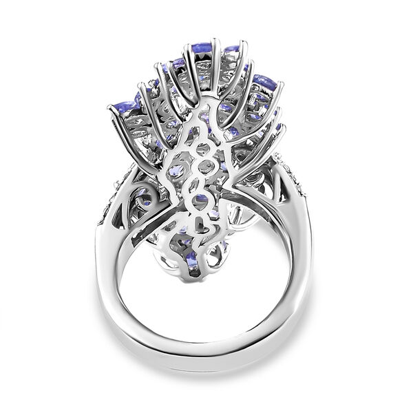 Floraler Tansanit und Zirkon-Cluster-Ring - 5,25 ct. image number 6