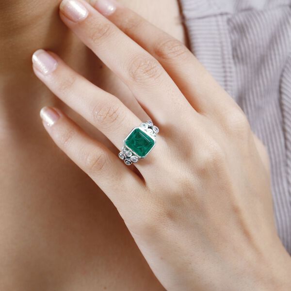 Smaragd Triplett Quarz und Zirkon Ring - 5,94 ct. image number 3