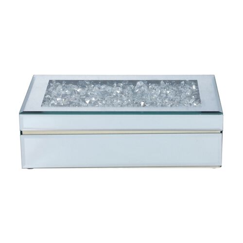 Verspiegelte Schmuckschatulle mit Kristalloberseite, Silber image number 1